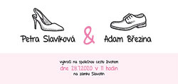 Svatební oznámení - kreslené boty